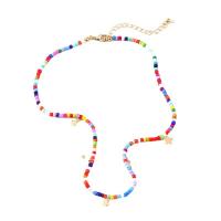 Petite perle en verre de collier 
, alliage de zinc, avec Seedbead, Placage, pour femme, multicolore Environ 42 cm, Vendu par PC