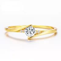 Zinc Alloy Finger Ring, plated & micro pave cubic zirconia & for woman, golden yellow 