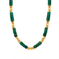 Collier de bijoux de titane, Acier titane, avec Jaspe d'impression, avec 2inch chaînes de rallonge, Placage de couleur d'or, bijoux de mode & pour femme, plus de couleurs à choisir Environ 15.4 pouce, Vendu par PC