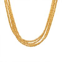 Collier de bijoux de titane, Acier titane, avec 2inch chaînes de rallonge, Placage de couleur d'or, multicouche & pour femme Environ 14.6 pouce, Vendu par PC