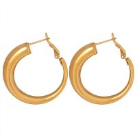 Boucles d'oreilles en acier titane, Placage de couleur d'or, bijoux de mode & pour femme Vendu par paire