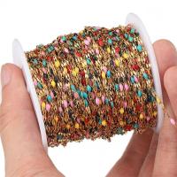 Stainless Steel Chain Jewelry, 304 Stainless Steel, gold color plated, DIY & enamel, multi-colored, 2mm m 