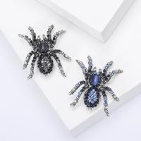 Broche de diamantes de imitación de la aleación de Zinc, con Cristal de murano, Araña, chapado en color de plata, Joyería & para mujer & con diamantes de imitación, más colores para la opción, 40x45mm, Vendido por UD