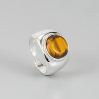 Anillo de Plata Ley, Plata de ley 925, con Ojo de tigre, Joyería & para mujer, 16.9mm, tamaño:14, Vendido por UD