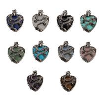 Gemstone Zinc Alloy Pendants, with Zinc Alloy, Heart, fashion jewelry Approx 6mm 