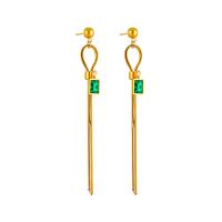 Boucles d'oreilles en acier titane, Plaqué or 18K, bijoux de mode & pour femme & avec strass, doré, 90mm,8*6mm, Vendu par paire