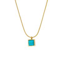 Collier de bijoux de titane, Acier titane, avec turquoise, avec 1.97inch chaînes de rallonge, Placage, bijoux de mode & pour femme, doré Environ 14.96 pouce, Vendu par brin