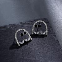 Zinc Alloy Rhinestone Stud Earring, fashion jewelry & for woman & with rhinestone, platinum color, 19mm 