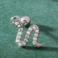 Befestiger Zirkonia Messing Ohrring, Schlange, silberfarben plattiert, Modeschmuck & Micro pave Zirkonia & für Frau, 12x12mm, verkauft von Paar