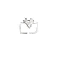 Anneau de cuivre de Zircon, laiton, fade et jamais plaqué de haute qualité, bijoux de mode & pour femme & avec zircone cubique, argent, 17mm, Vendu par PC