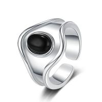 Anillo de Plata Ley, Plata de ley 925, con Ágata negra, chapado, Joyería & para mujer, dos diferentes colores, 16mm,16mm, Vendido por UD