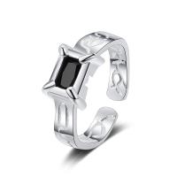 Bague en argent , Argent sterling 925, Placage, bijoux de mode & pour femme & avec zircone cubique, deux couleurs différentes, 16mm,7mm, Vendu par PC