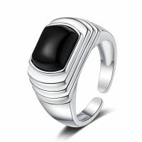 Anillo de Plata Ley, Plata de ley 925, con Ágata negra, chapado, Joyería & para mujer, más colores para la opción, 16mm,10mm, Vendido por UD