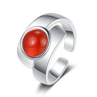 Anillo de Plata Ley, Plata de ley 925, con Ágata roja, chapado, Joyería & para mujer, más colores para la opción, 16mm,12mm, Vendido por UD