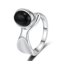 Anillo de Plata Ley, Plata de ley 925, con Ágata negra, chapado, Joyería & para mujer, dos diferentes colores, 16mm,12mm, Vendido por UD