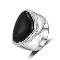 Anillo de Plata Ley, Plata de ley 925, con turquesa & Ágata negra, chapado, Joyería & diverso tamaño para la opción & para mujer, más colores para la opción, Vendido por UD