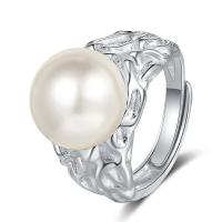 Anillo de Plata Ley, Plata de ley 925, con Shell Pearl, chapado, Joyería & para mujer, dos diferentes colores, 16mm,12mm, Vendido por UD