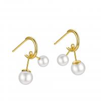 Sterling Silver Pearl Drop Earring, 925 Sterling Silver, with Freshwater Pearl, plated, fashion jewelry & for woman 