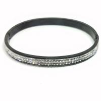 Bracelet en acier inoxydable, Acier inoxydable 304, Placage, unisexe & pavé de micro strass, noire, Vendu par PC