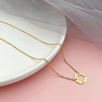 Stainless Steel Jewelry Necklace, 304 Stainless Steel, with 6cm extender chain, Donut, Vacuum Ion Plating, vintage & fashion jewelry & for woman & hollow, golden, nickel, lead & cadmium free Approx 42 cm 