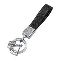 Leather Key Chains, Cowhide, with Zinc Alloy, Unisex & micro pave rhinestone 