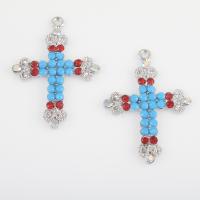 Zinc Alloy Cross Pendants, plated, with rhinestone nickel, lead & cadmium free Approx 2.5mm 