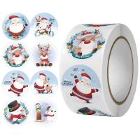 Christmas supplies , Adhesive Sticker, with Copper Printing Paper, Round, printing, Christmas Design, 25mm 