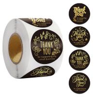 Decorative Stickers, Adhesive Sticker, with Copper Printing Paper, Round & with letter pattern & gold accent 