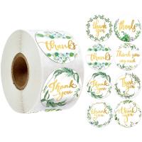 Stickers décoratifs, Adhésif-Autocollant, avec Papier d'impression cuivre, Rond, normes différentes pour le choix & avec le motif de lettre & or accentué Vendu par bobine