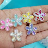 Enamel Acrylic Beads, Flower, UV plating, DIY & luminated 22mm, Approx 