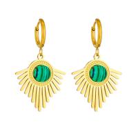 Boucles d'oreilles en acier titane, avec Malachite, Placage, bijoux de mode & pour femme, doré Vendu par paire