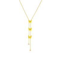 Collier de bijoux de titane, Acier titane, avec 1.97inch chaînes de rallonge, papillon, Placage, bijoux de mode & pour femme & avec strass, doré Environ 15.75 pouce, Vendu par brin