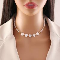 Collier de coquillages, Acier inoxydable 304, avec coquille, avec 5CM chaînes de rallonge, fait à la main, styles différents pour le choix & pour femme, blanc Environ 45 cm, Vendu par PC