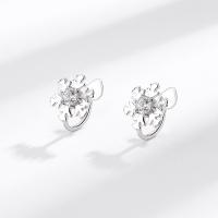 Silver Earring Zircon pavent Sterling, Argent sterling 925, flocon de neige, bijoux de mode & pavé de micro zircon & pour femme Vendu par paire