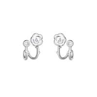 Silver Earring Zircon pavent Sterling, Argent sterling 925, Camelia commune, bijoux de mode & pavé de micro zircon & pour femme Vendu par paire