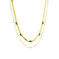 Collier de bijoux de titane, Acier titane, avec 1.97inch chaînes de rallonge, Placage, Double couche & pour femme & avec strass, plus de couleurs à choisir Environ 18.9 pouce, Environ 16.54 pouce, Vendu par brin