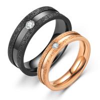 Anillos para Pareja, acero inoxidable 304, Recubrimiento iónico al vacío, unisexo & diverso tamaño para la opción & con diamantes de imitación, más colores para la opción, Vendido por UD