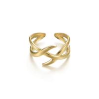 Anillo de dedo de acero Titanium de, Partículas de acero, chapado en oro de 14 K, Joyería & para mujer, dorado, 18*11mm, Vendido por UD