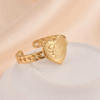 Anillo de dedo de acero Titanium de, Partículas de acero, Corazón, chapado en oro de 14 K, Joyería & para mujer, dorado, 18*10mm, Vendido por UD