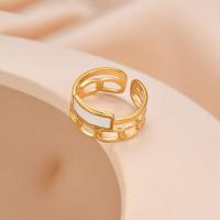 Anillo de dedo de acero Titanium de, Partículas de acero, chapado en oro de 14 K, Joyería & para mujer & esmalte, dos diferentes colores, 17*10mm, Vendido por UD