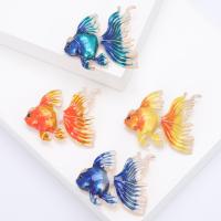 Enamel Brooch, Zinc Alloy, Goldfish, gold color plated, fashion jewelry & for woman 