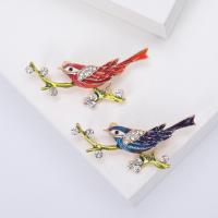 Enamel Brooch, Zinc Alloy, Bird, gold color plated, fashion jewelry & for woman & with rhinestone 