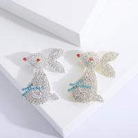 Rhinestone Zinc Alloy Brooch, Rabbit, plated, fashion jewelry & for woman & with rhinestone 