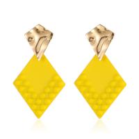 Boucle d'oreille de goutte en fer, peinture, bijoux de mode & pour femme, Jaune Vendu par paire