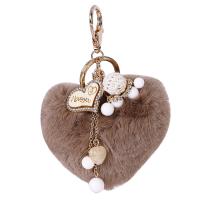 bijoux de porte-clés en Alliage de zinc, Peluche, avec bois & alliage de zinc, coeur, Placage de couleur d'or, pour femme & avec strass, plus de couleurs à choisir, 14cm Vendu par PC