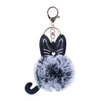 bijoux de porte-clés en Alliage de zinc, Peluche, avec cuir PU & alliage de zinc, chat, Placage de couleur d'or, Mignon & pour femme, plus de couleurs à choisir, 17cm Vendu par PC