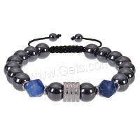 Negro Obsidiana pulsera, con acero inoxidable 304, ajustable & para hombre, más colores para la opción, 10mm, longitud:aproximado 7-11.8 Inch, Vendido por UD