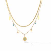 Collier de bijoux de titane, Acier titane, avec turquoise, Placage, styles différents pour le choix & pour femme, Or, Vendu par PC