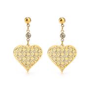 Boucles d'oreilles en acier titane, coeur, Placage, pavé de micro zircon & pour femme, plus de couleurs à choisir, Vendu par paire