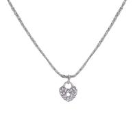 Collier de bijoux de titane, Acier titane, avec 6.2cm chaînes de rallonge, Placage, bijoux de mode & pour femme & avec strass, argent, 11mm cm, Vendu par PC